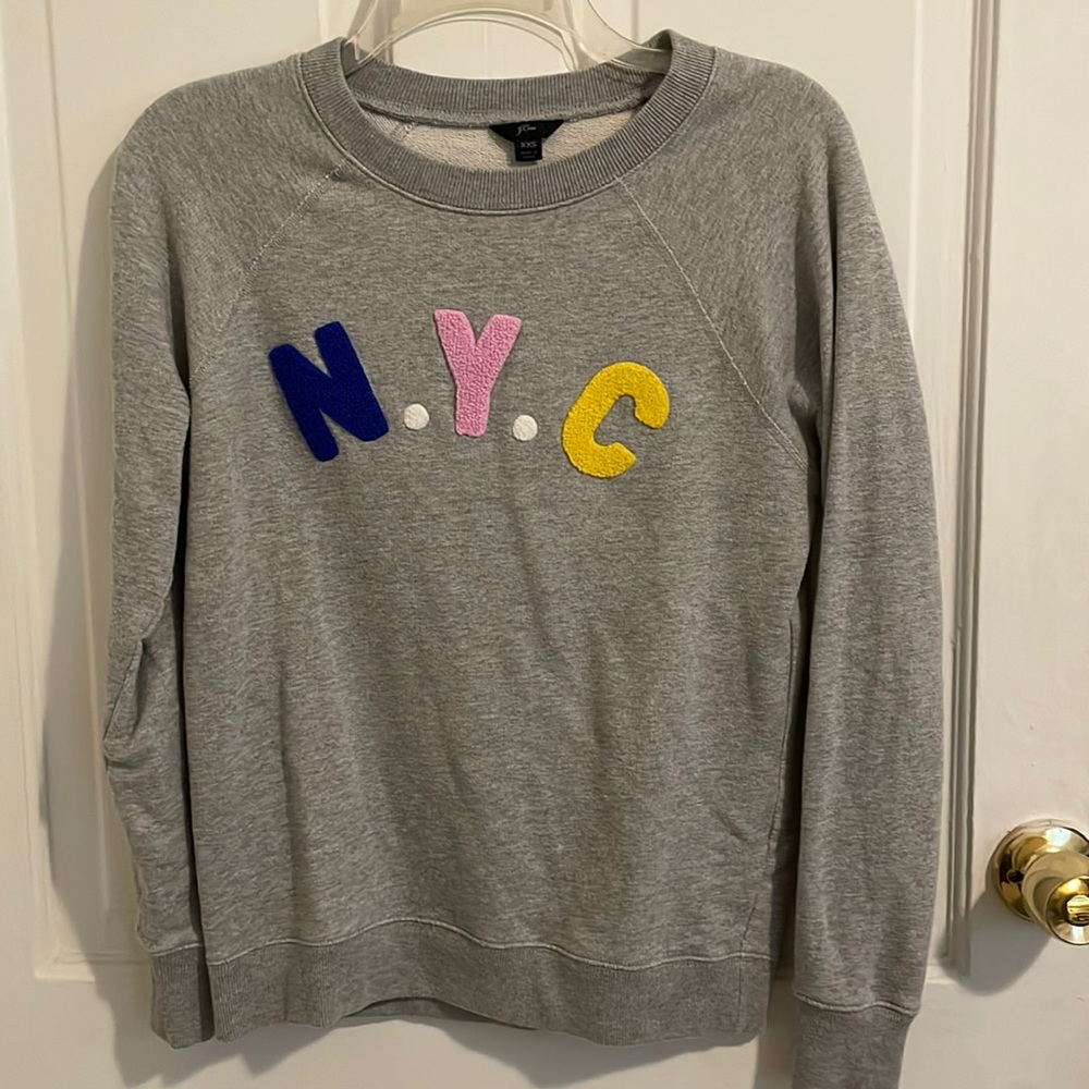 JCrew NYC Embroidered Chenille Sweatshirt - Picture 2 of 6